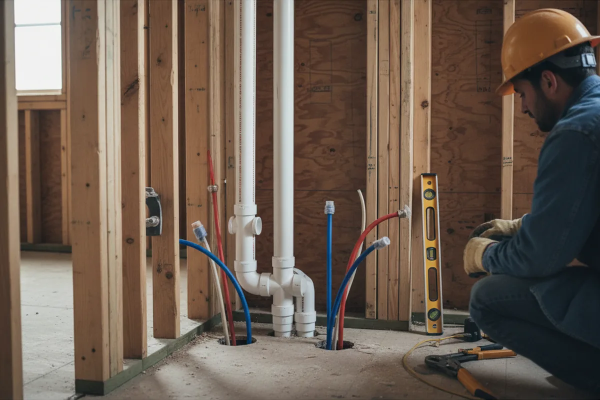 Drain and supply rough-in during Sump Pump Repair in Washougal